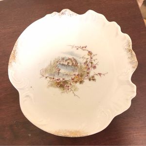 Vintage Carlsbad Austria Decorative Plate w/ Painted Center and Gold Edge Design